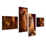 islandburner Prime Bild auf Leinwand Löwe im prächtigen Thronsaal für Wohnzimmer Tierliebhaber Zoogeschäft Bilder Wandbilder Poster