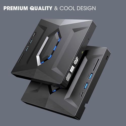 Image of BLACKBOOST USB 3.0 & Type C External CD DVD Writer RW Optical Drive CD /DVD ROM + /- RW Burner Drive with SD /TF Card Reader Ports, USB 3.0 to C Hub for Laptop, PC, MacBook, Desktop, Notebook, Black