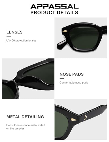 Image of Appassal Small Retro Square Sunglasses for Women Mens Rectangle Sunnies AP3680,Tortoise /Brown&Black /Green