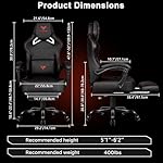 VITESSE Big and Tall Gaming Chair 400lb Weight Capacity with Footrest, Ergonomic Video Game Chair for Adults with Oversized Headrest and Lumbar Pillow, Computer Chair Gaming for Office (Black+Red) - Image 3
