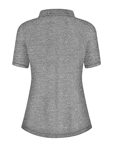 Luranee Activewear for Women, Ladies Short Sleeve Dry Fit Athletic Tops Relaxed 1/4 Zip Pilates Running Cycling Jogging Pullover Gym Hiking Jacket Stretchy Zipper Polo Shirts for Leggings Grey Large