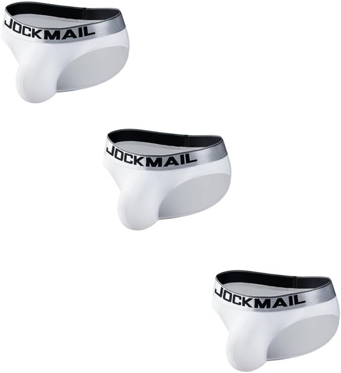 JOCKMAIL 3-Pack Mens Cotton Briefs Soft Stretch Briefs for Men Bikini Underwear with 3D Pouch for Daily Wear and Active
