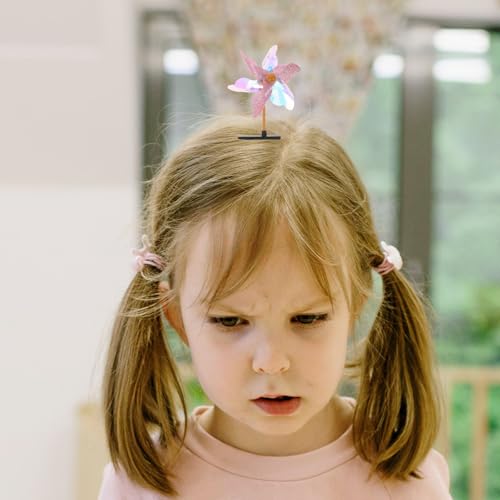 Pinzas de Cabello Forma de Molino de Viento Rosa para Niñas Accesorios Ligeros 7