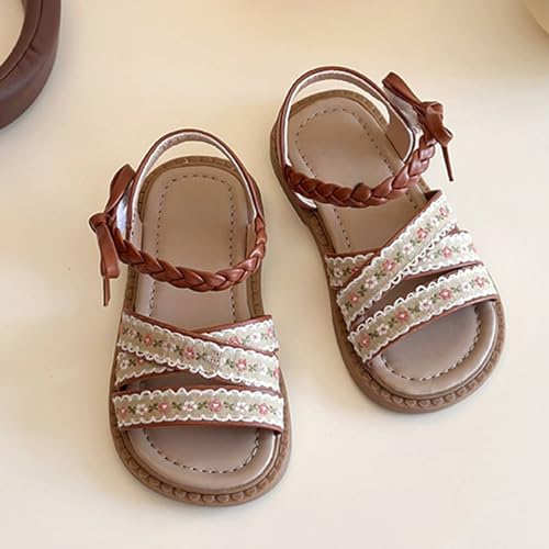 IWIHMIV Toddler Girl Sandals Flower Girl Summer Dress Soft Sole Beach Shoes Open Toe Non Slip Flat Party Sandals3