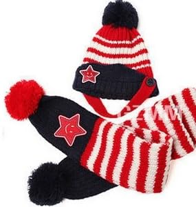 Fashion knitted Winter cute baby Scarf hat set