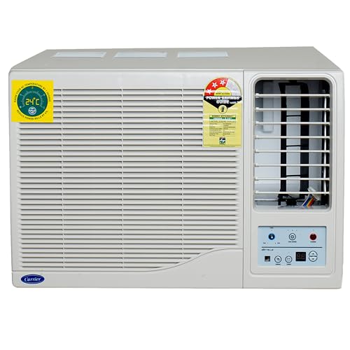 Carrier 1Ton 3 Star Window Fixed Speed AC(Copper, Dust Filter & Turbo Mode, 2024 Model, Estrella Ex,CAW12EC3R34F0,White)