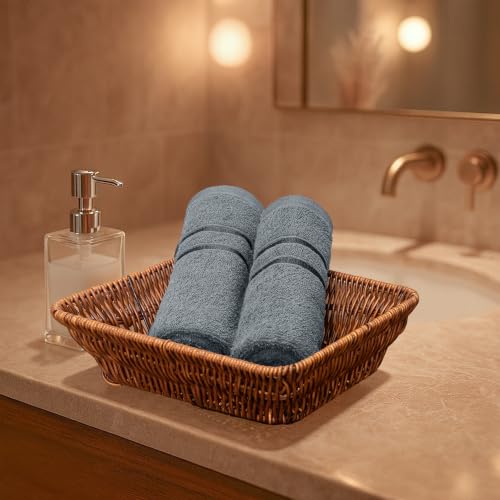 Image of MYTRIDENT Hand Towels, 100% Cotton, Highly Absorbent, Super Soft, 2 Piece Set, 400 GSM, for Gym, Spa, Comfort Living - New Grey