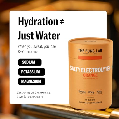 Image of The Func. Lab Daily Electrolytes - Salty Orange Pack Of 2 | 30 Sachets Each | Instant Hydration Powder with Sodium, Potassium, Magnesium | Sugar-Free, No Preservatives | Instant Energy & Recovery Drink