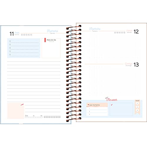 Agenda Espiral Diária 14 x 20 cm Soho 2022 - Estampa Listras azuis e rosas - new dreams - Tilibra, 5