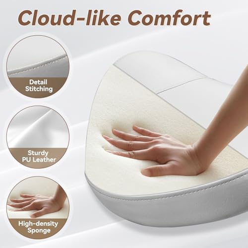 Image of Saddle Stool with Wheels Ergonomic - Thick Wide Saddle Cushion, Healthy Posture No Pain, Easy to Adjust, Smooth Rolling No Creaky Noises, Rolling Swivel Saddle Stool Chair for Salon Massage (White)