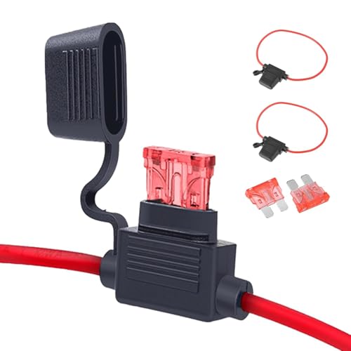 12V Inline Fuse Holder Blade Fuse 2 Pack 10A Waterproof Automotive Fuse Holder Kit 16 AWG Wiring Harness for Car Truck Motorcycle Boat Easy Install Circuit Protection for DIY Electrical Projects