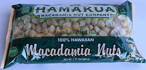 Hamakua Macadamia Nuts - No Salt Baking Macadamias (1.25 lb) - Natural Eco-Friendly Large Hawaiian Grown Dry Roasted Half and Whole Macadamias