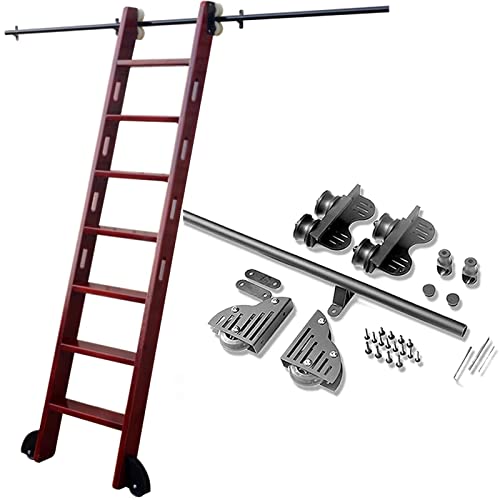 LIKUHLI Escalera móvil de Tubo Redondo de 100 a 6 Metros con Ruedas para Biblioteca (sin Escalera) (tamaño: Kit de riel de 100 cm)
