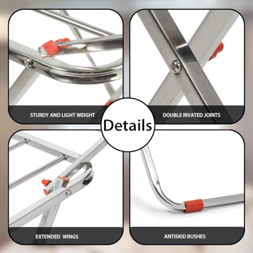 Image of H Houseware Stainless Steel Foldable Clothes Drying Stand (162 x 47 x 83 cm) | Heavy Duty Rust Resistant Laundry Drying Rack | Portable Indoor Outdoor Cloth Drying Stand(Butterfly)