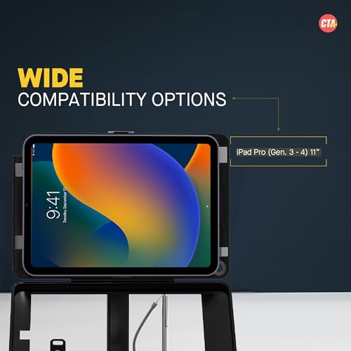 Image of Dual POS Kiosk - CTA Dual Security Kiosk Stand for 11 inch iPad Pro 3rd and 4th Generation Tablets for Retail Point of Sale (PAD-ASK11B)