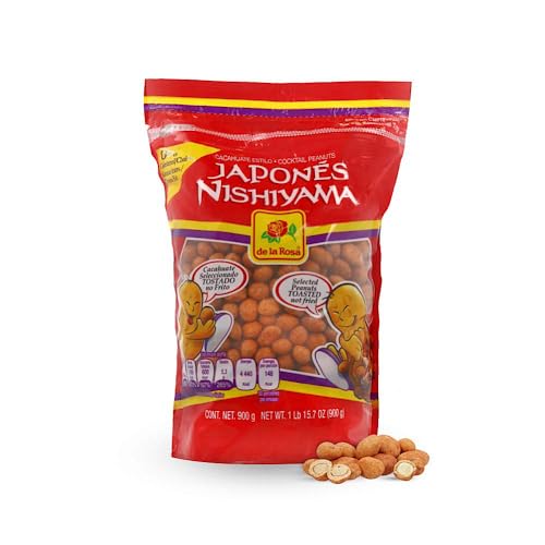 De la Rosa Nishimaya Cacahuate De La Rosa Estilo Japones Cocktail Japanese Peanuts 900 gr. Ziplock Bag (Pack of 2)
