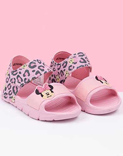 Disney Minnie Mouse Kids Sandals | Girls Pink Sliders with Supportive Strap | Leopard Print Summer Pool & Play Shoes for Toddlers | Slip-on Beach Footwear | Fun Merchandise Gift for Children - Image 4