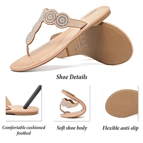 Veittes Women's Gladiator Flat Sandals - Casual Criss Cross Ankle Strap Design, Round Toe, Comfortable Rubber Sole, lightweight Summer Beach Toe Ring Thong Sandals3