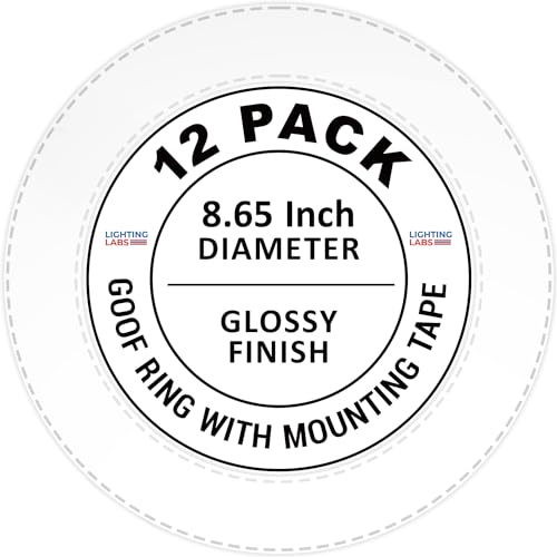 Image of LightLabs Goof Ring Gloss 12 Pack 8.65 inch Diameter for 6 inch Cans. Inlcudes Mounting Tape to Fix Drywall Damage for Flush Mount Recessed Down Lights. 6.2 inch Inner Diameter Recessed Light Cover Glossy White