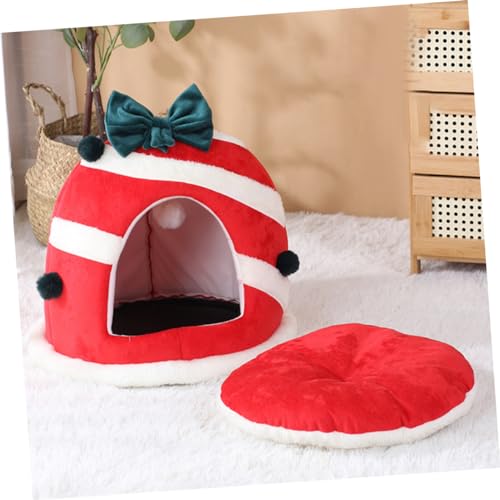 Lit de Noël pour chat avec cachette pour petits animaux