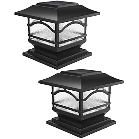 Davinci Lighting Premium Solar Outdoor Post Cap Lights - 4x4 5x5 6x6 - Bright LED Light for Fence Deck Garden or Patio Posts - Slate Black (2 Pack) Cover