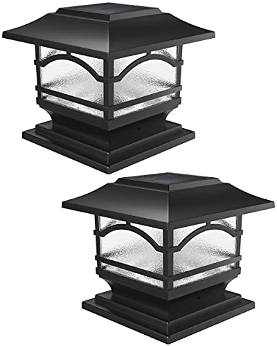 Davinci Lighting Premium Solar Outdoor Post Cap Lights - 4x4 5x5 6x6 - Bright LED Light for Fence Deck Garden or Patio Posts - Slate Black (2 Pack)