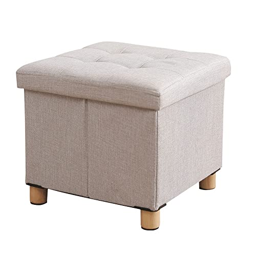 Reposapiés plegable de almacenamiento, caja de juguetes, mesa de café, baúl, asiento de baúl, taburete azul medianoche (color: marrón) (gris)