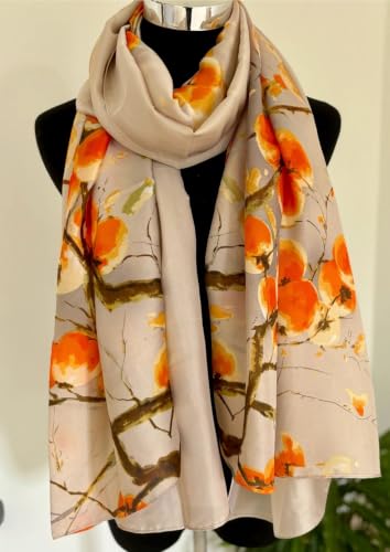 Image of MALINA Women's Polyester Silk Satin Stole Scarf - Soft Lightweight Fashion Wrap, Elegant Floral & Gradient Design, summer stole,Scarf For Women,Premium Stole,Large Size 180x90 cm'