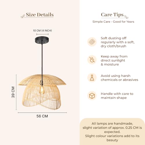 Image of Habere India-All the Cultures Fabricating India Bamboo Lampshade | Cane Lamps | Wicker Lamps | Cafe Lights | Rattan Ceiling Lights | Rattan Lamp Light (01)