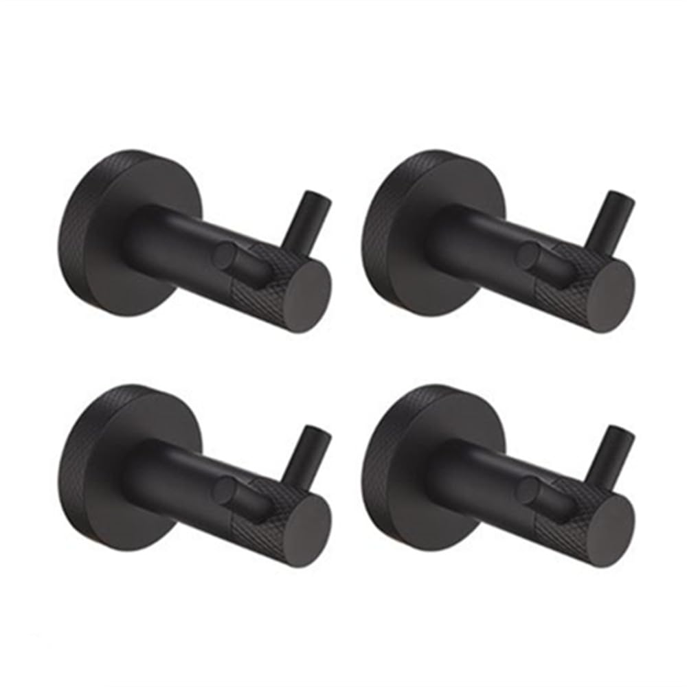 Hardware de baño Negro Mate Toallero de Acero Inoxidable 304 Soporte para Papel higiénico Soporte para jabón líquido Barra para Toallas Accesorios para Inodoro, 4 Piezas con Gancho Doble