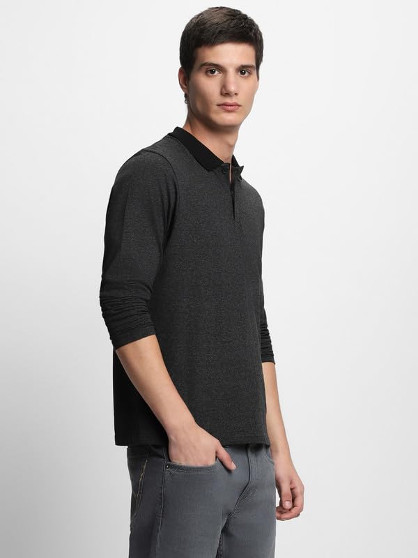 Image of Dennis Lingo Men's Cotton Polo Neck Tshirt, Regular Fit Long Sleeve