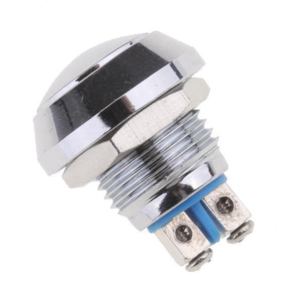 UJEAVETTE 5x12mm Round Metal SPST Momentary Push Button Switch 1NO P67 Waterproof Silver-image-19