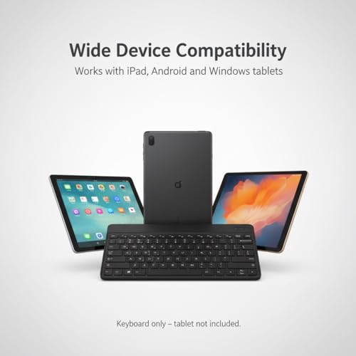 Image of Bluetooth Keyboard - 1 Year Warranty Keyboard for iPad & Tablet, Universal Wireless Keyboard Compatible with iOS, Mac, Windows, Android, 90H Battery, Rechargeable Slim Keyboard