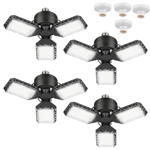4 Pack Led Garage Lights, 60W Deformable Garage Ceiling...