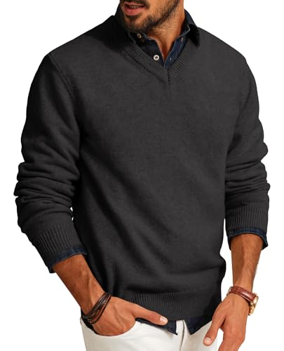 PJ PAUL JONES Mens Wool Blend Pullover Long Sleeve Knitted Casual Winter Pullover Sweaters V Neck...