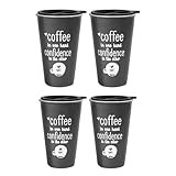 AnyEnjoy Ceramic Coffee Travel Mug with Lid, Microwave and Dishwasher Safe, Reusable Mug for Car Cup Holder, Splash Proof Lid, Great for Travel, Office and School Parties (4)
