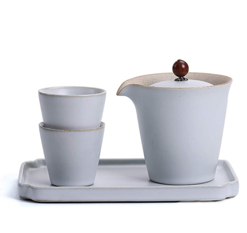 Zestaw do herbaty z imbrykiem, chiński zestaw do herbaty, przenośny imbryk ceramiczny, 2 filiżanki, idealny do podróży. Zestaw do herbaty do domu i biura (4 szt.)