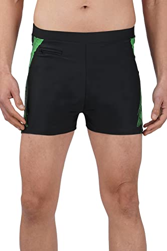 Image of Men's Swim Trunks Set with Swimming Goggles, Cap, Nose Clip & Earplugs - Quick Dry Printed Swim Shorts for Beach & Pool - Comfortable Elastic Waist Swimwear Combo