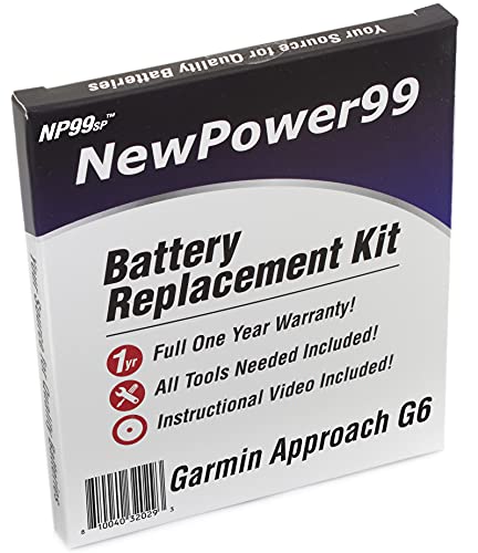 NP99sp Battery Kit for Garmin Approach G6 with Tools, How-to Video and Long Lasting Battery from NewPower99