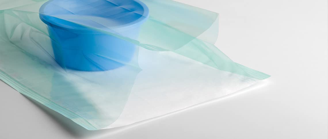 Eline - Gaines Gusset pour Stérilisation à la Vapeur ou ETO en Papier Kraft et Film Médical Soudure Latérale Renforcée, Indicateurs Colorés, Mesures 300 x 40 mm, 1 Rouleau de 100 m