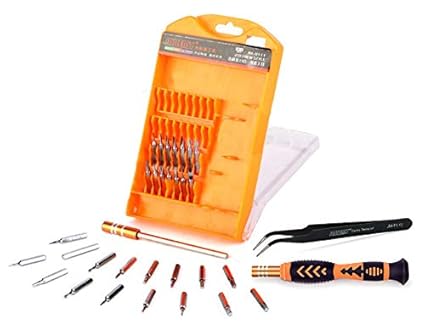 JAKEMY 33-in-1 interchangeable Professional Precision Mini Screwdriver DIY Tool Set with 1 Handle, 1 Extension Bar, 1 Tweezers and 30 CRV Bits, Hardware tool for Cellphone Computer Repair - JM-8111