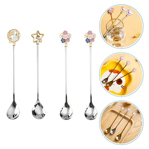 UPKOCH 4 Unids Fruta Postre Cuchara Creativo Acero Inoxidable Cuchara Café Agitación Cuchara Cuchara Cuchara Cuchara… - Imagen 6