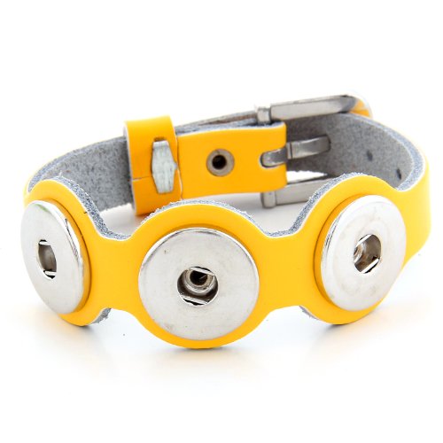 Morella  Pulsera unisex piel para Click de Button Botones ajuste de longitud de 18 cm hasta 22,5 cm//distintos colores a elegir amarillo Talla única