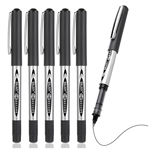 Cobee Rollerball Gel Ink Pen, 6 Pieces 0.5mm Rolling Ball Pens Black Ink Quick Dry Pen Liquid Ink Fine Point Pens Ballpoint Pen Smooth Writing Pens Office Stationary Supplies
