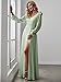 Ever-Pretty Women's Fall Winter Formal Wedding Guest Dress Long Sleeve V Neck Chiffon Floor Length Bridesmaid Dresses Mint Green US16