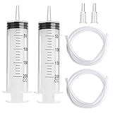 2 Stück Spritze 200ml Spritze mit Schlauch Spritzen Katheter Spritze öl absaugen Blasenspritze groß Plastikspritze Liquid Spritze