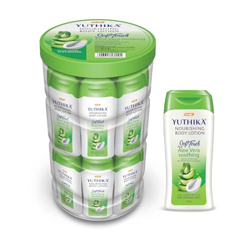 Image of Yuthika Aloevera Nourish Body Lotion 40ml - Hydrating Moisturizer for Men & Women, Non-Irritant & Non-Sticky, 24H Hydration for Oily to Normal Skin (16 Pcs in Jar)