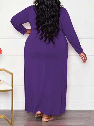 Image of TOPSRANI Womens Plus Size Maxi Dresses for Women Oversize Casual Short Sleeve V Neck Loose Plain Solid Trendy Summer Dress
