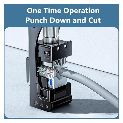 Image of XIKKART 90 RJ45 Keystone Jack Crimping Tool - Speed Termination Punch Down Tool for CAT5 CAT5e CAT6 CAT6A Ethernet Cable, Modular Keystone Jack Crimper for Patch Panels & Wall Plates (760B)