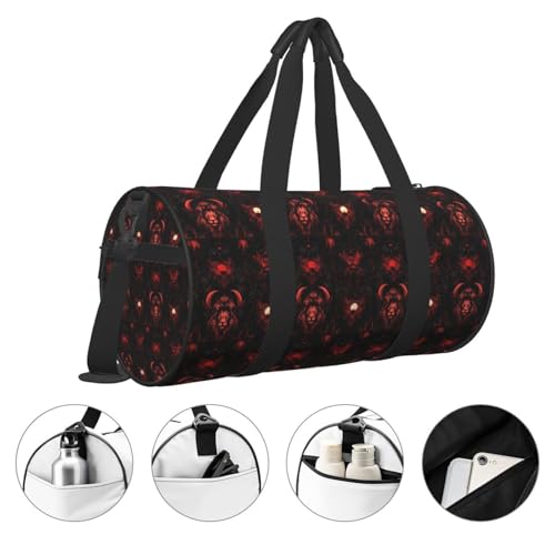 Dark Red Lion Print Travel Duffle Bag, Sports Gym Bags for Women Men, Carry On Weekender Overnight Personal Item Travel Bags3